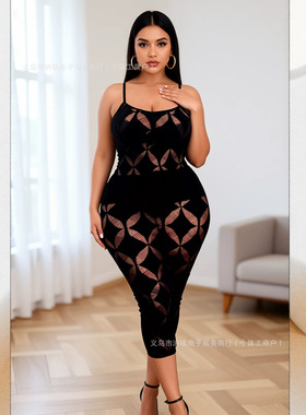 2026欧美跨境大码女装时尚无缝亚马逊ins风PlusSize大码连衣裙BGM