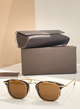 日系OP OV5389U复古超轻纯钛圆形眼镜框带挂夹片墨镜两用太阳眼镜