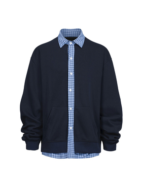 YORAINBOW高级感格子衬衫男秋季假两件卫衣老钱风长袖外套女polo