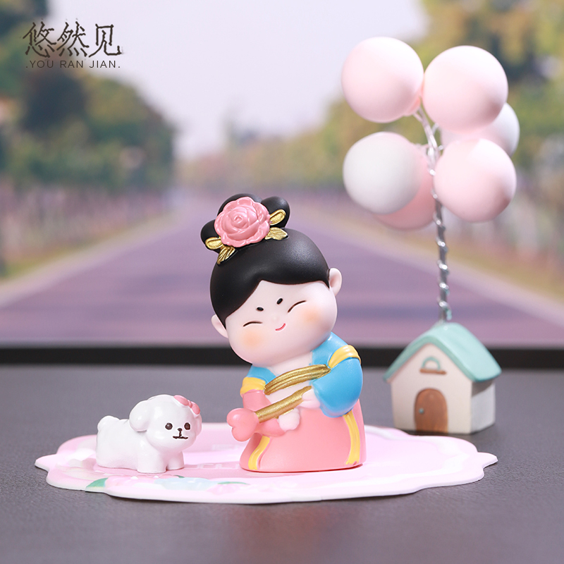 唐八艺簪花仕女盲盒摆件网红公仔手办国潮人偶车载摆件送女神礼物