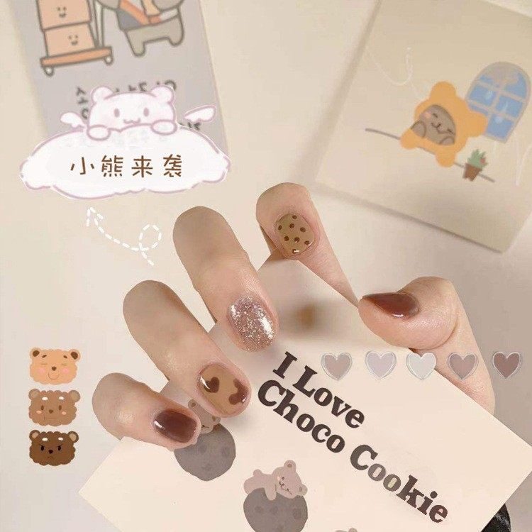 2026年新款儿童美甲穿戴甲感短款显白波点小熊24片假指甲贴片,彩妆/香水/美妆工具,美甲工具,淘宝优惠券,粉丝福利购,淘宝优惠卷