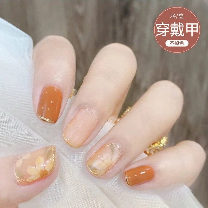 2026年新款儿童美甲穿戴甲感短款显白焦糖茶花24片假指甲贴片,彩妆/香水/美妆工具,美甲工具,淘宝优惠券,粉丝福利购,淘宝优惠卷