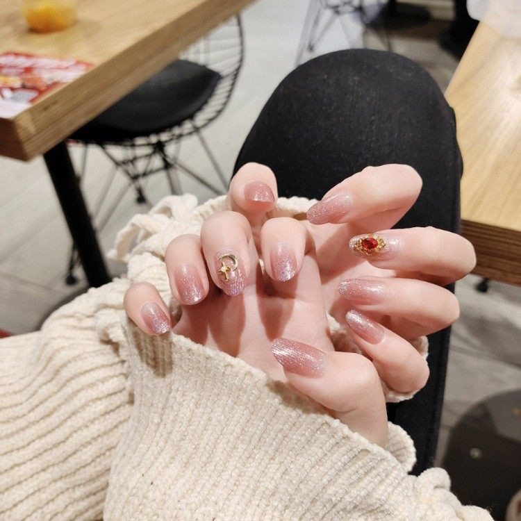 2026年新款儿童美甲穿戴甲感短款显白粉粉佳人24片假指甲贴片,彩妆/香水/美妆工具,美甲工具,淘宝优惠券,粉丝福利购,淘宝优惠卷