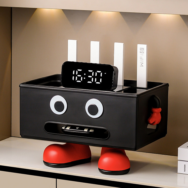 无线wifi路由器放置架收纳盒桌面高档轻奢光纤猫机顶盒一体集线盒