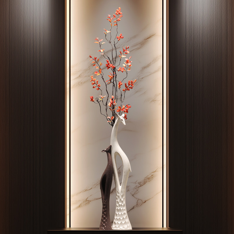 进门玄关桌情侣鹿花瓶摆件高端大气家居客厅电视柜细高仿真花装饰,家居饰品,花瓶,淘宝优惠券,粉丝福利购,淘宝优惠卷