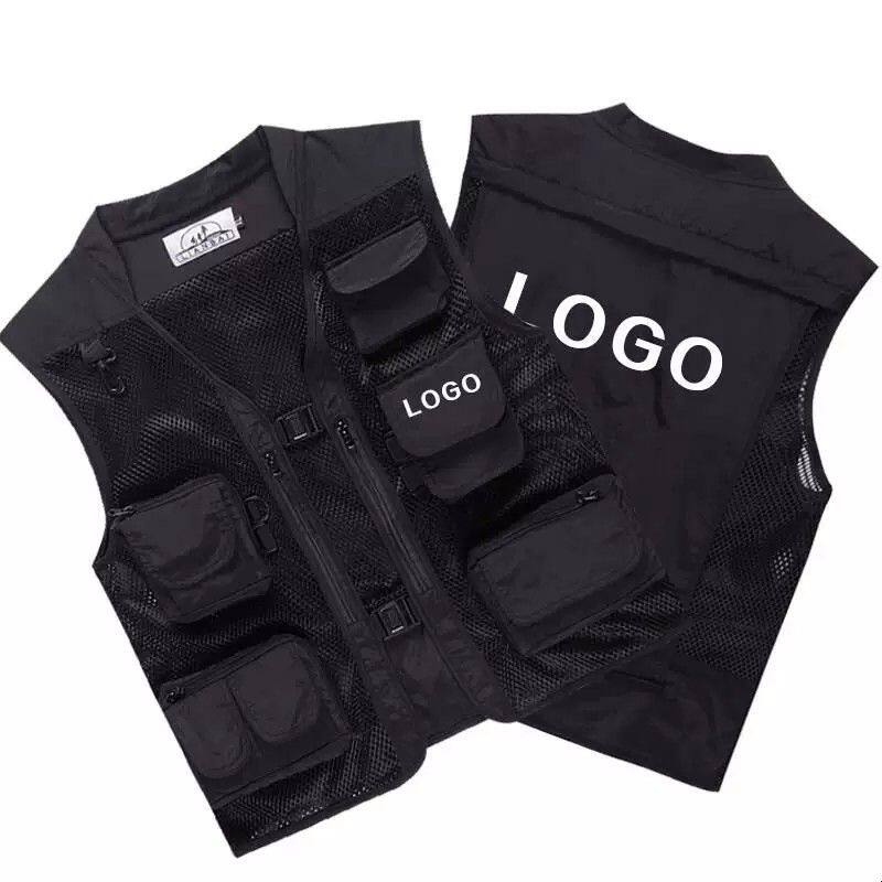多口袋工作服摄影马甲广告活动背心导演记者坎肩印字刺绣logo