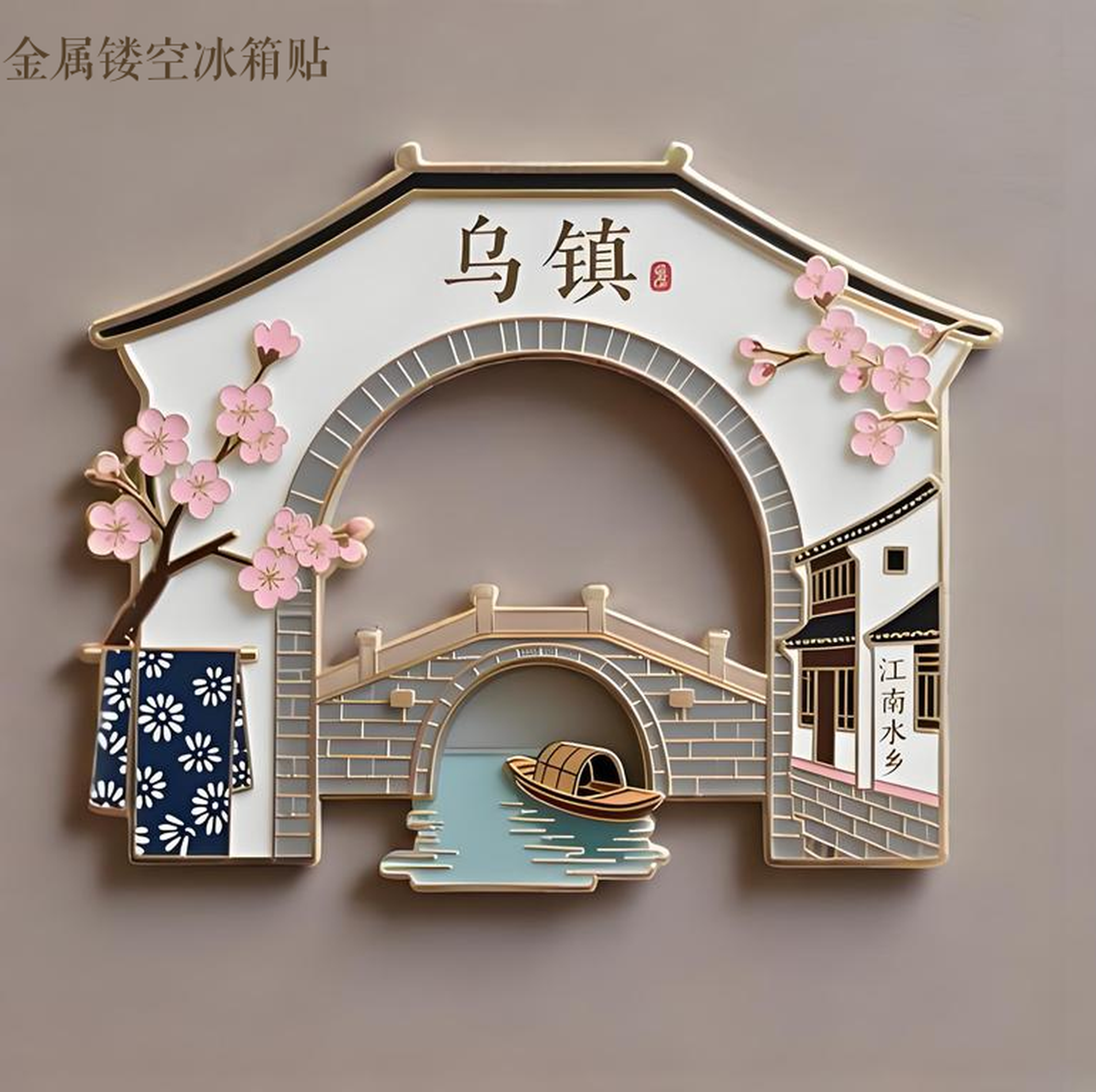 乌镇金属镂空冰箱贴旅游纪念品