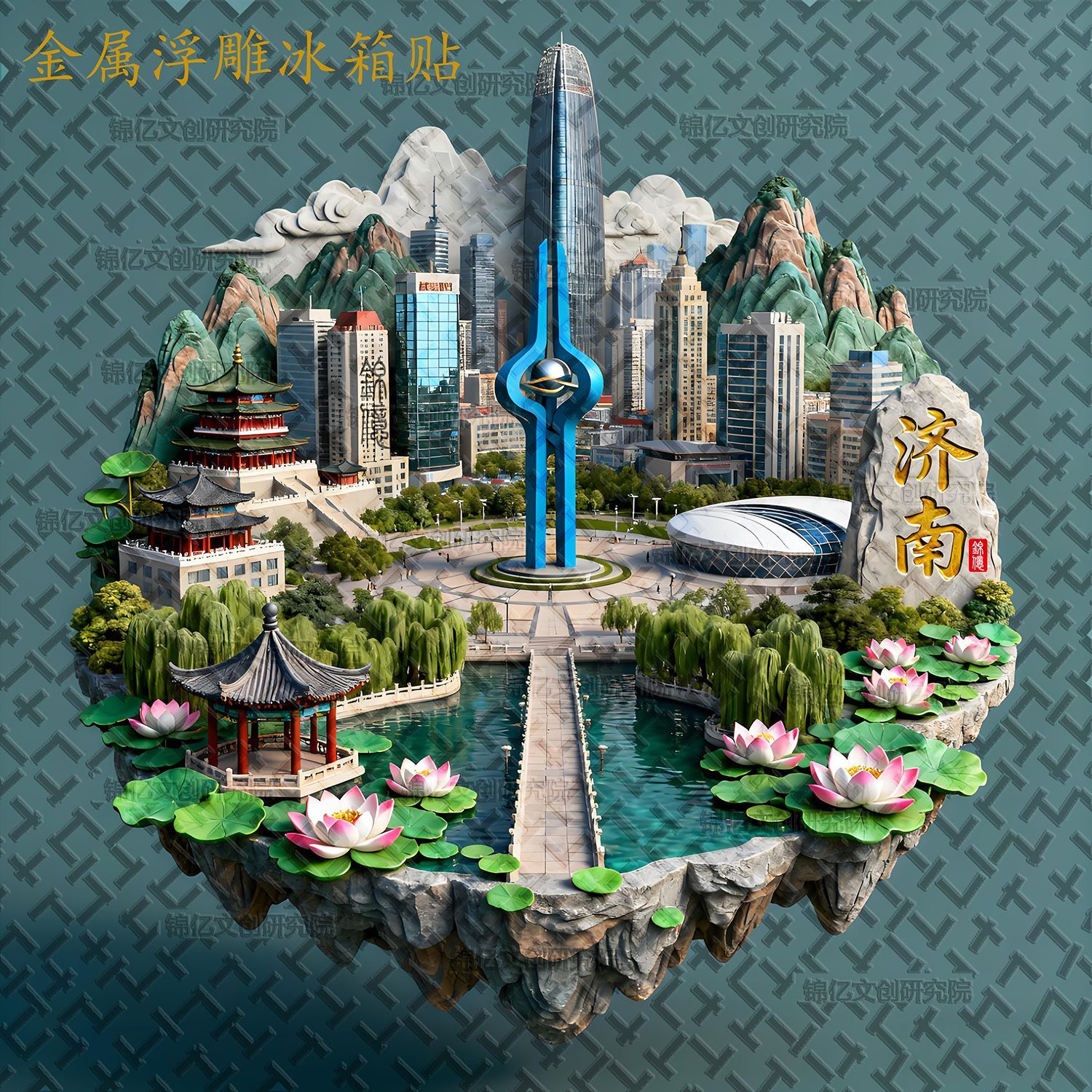济南金属冰箱贴立体浮雕山东旅游景点纪念品大明湖伴手礼品送朋友