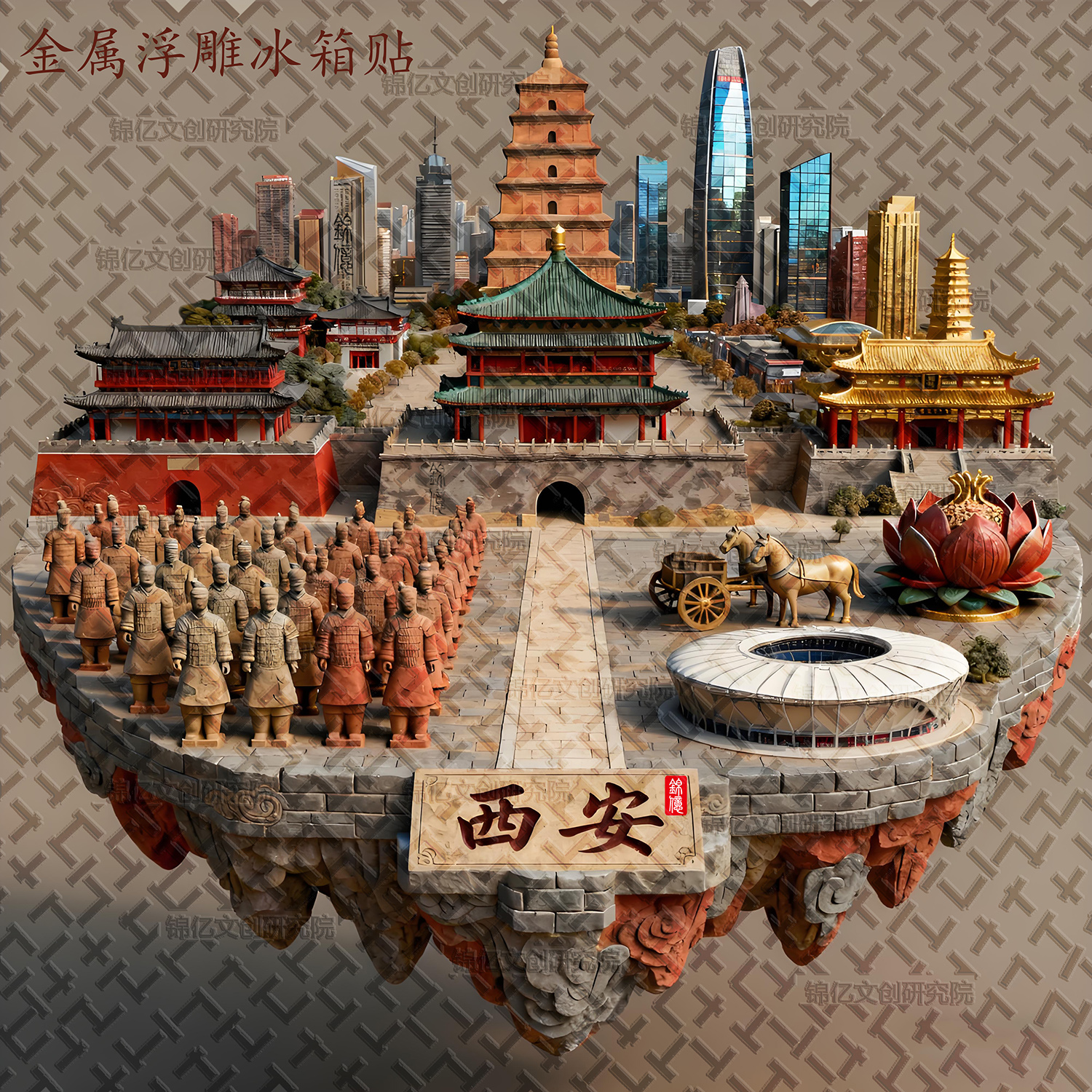 西安金属冰箱贴大雁塔纪念品