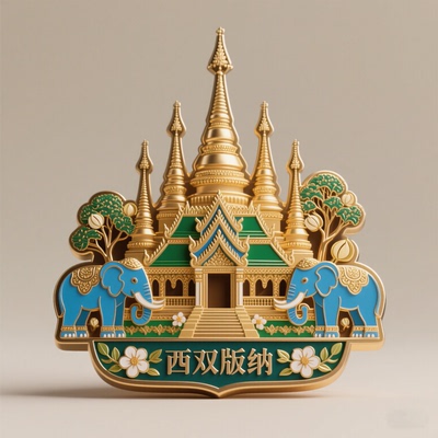 西双版纳金属立体浮雕冰箱贴