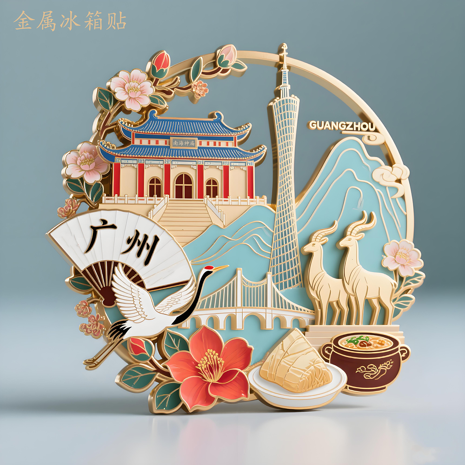 广州塔金属磁贴广州旅游纪念品