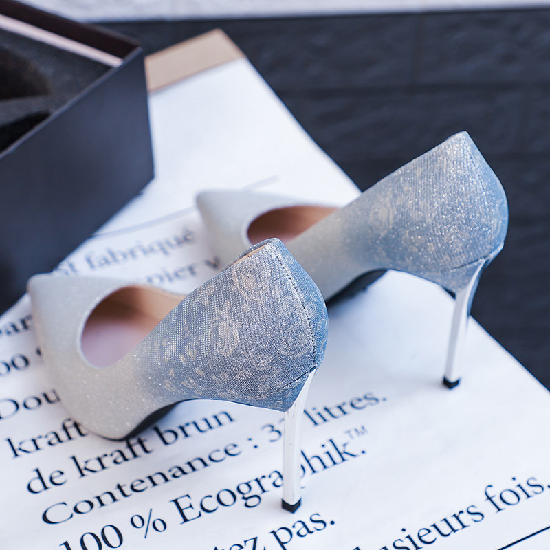 silvery High-heeled shoes fairy Stiletto Wedding shoes 2019 new pattern sexy crystal Bridal Shoes marry Single shoesin the Women's Shoes, Low shoes  category - from Buy2taobao.com to provide professional Taobao agent buy service