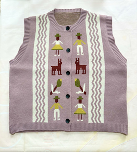 2025春款新款韩版宽松大码胖mm休闲慵懒风卡通针织毛衣开衫马甲