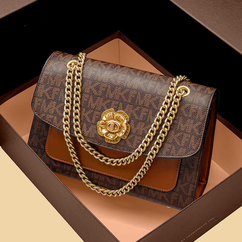 正品山茶花包包女2020新款潮时尚百搭MK f链条小包单肩包斜挎女包