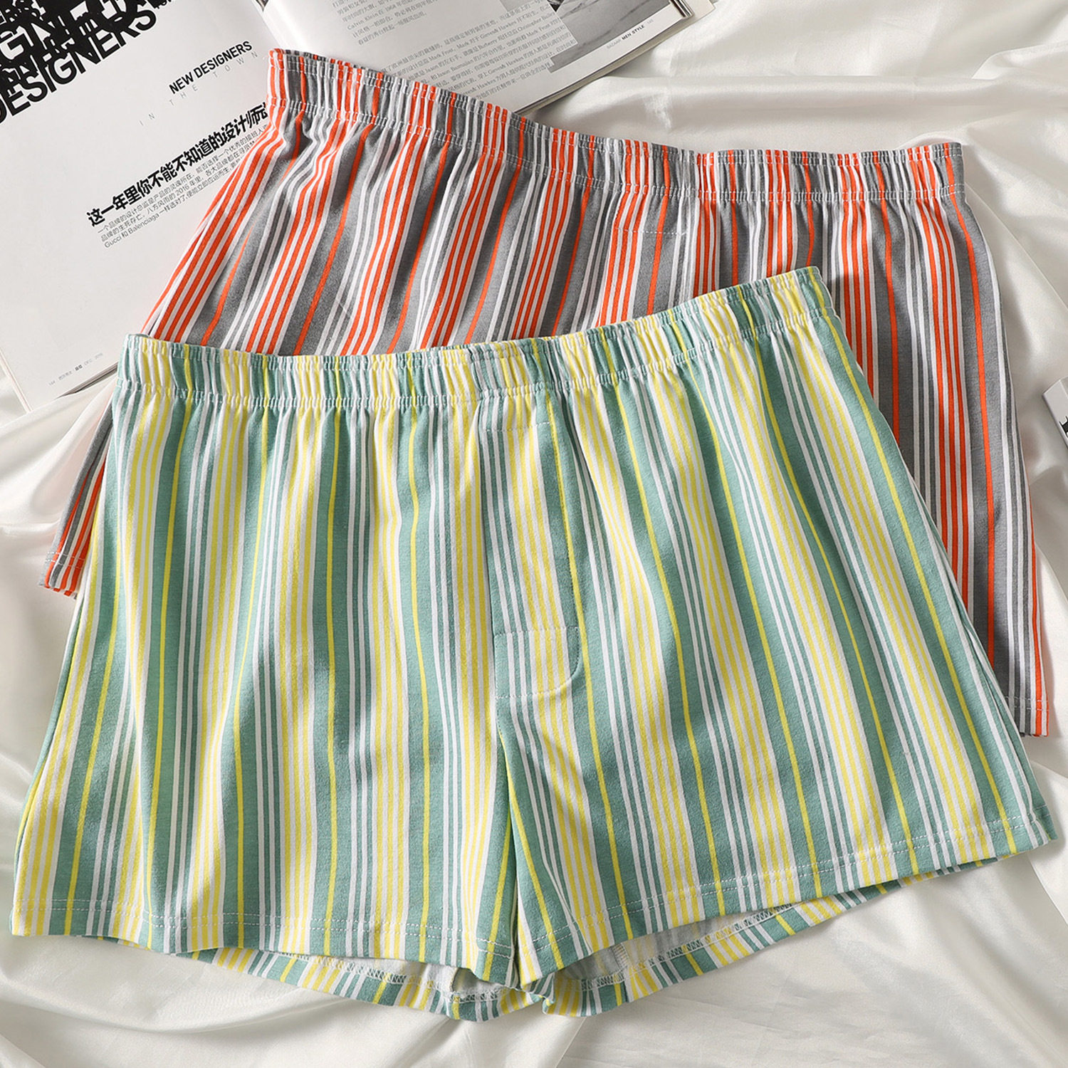 宽松内裤男士纯棉透气条纹四角裤头男生潮流个性大码运动平角裤衩,女士内衣/男士内衣/家居服,男阿罗裤,淘宝优惠券,粉丝福利购,淘宝优惠卷