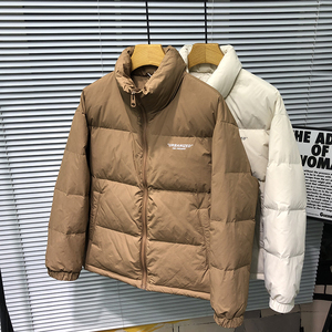 2023冬季新款轻薄立领羽绒服男短款简约百搭加厚白鸭绒面包服外套