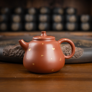 钦州坭兴陶集「洒金葫芦壶 纯手工窑变茶壶 」 市级大师精品
