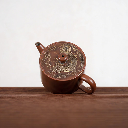 钦州坭兴陶茶壶「龙行好运漫山壶 」上官清吉纯手工泡茶壶紫陶