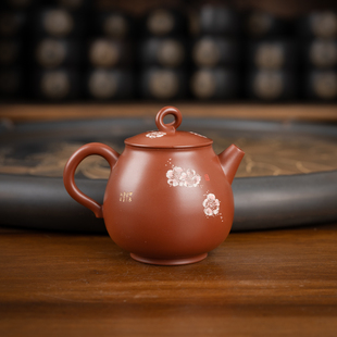 名家纯手工中式 钦州坭兴陶茶壶「桃花小品容春壶」 紫陶茶壶家用