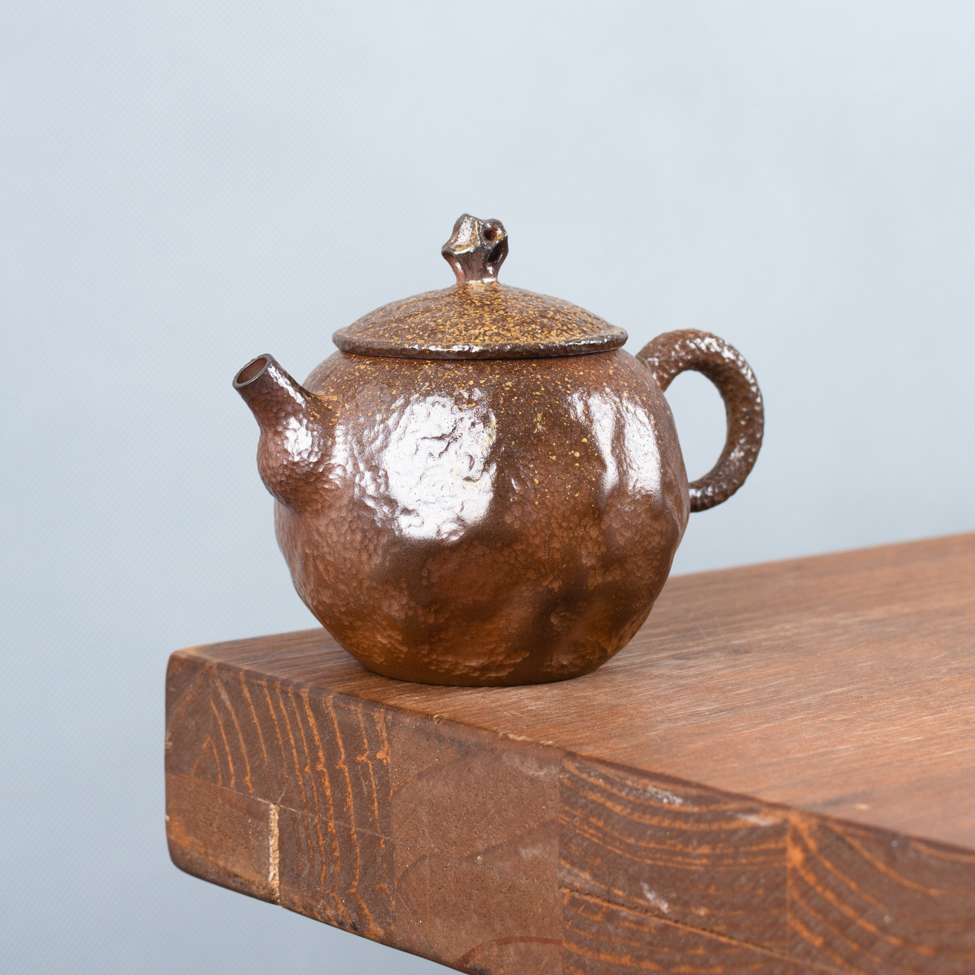 钦州坭兴陶集「柴烧锤纹玲珑壶 」 名家大师精品 纯手工窑变茶壶