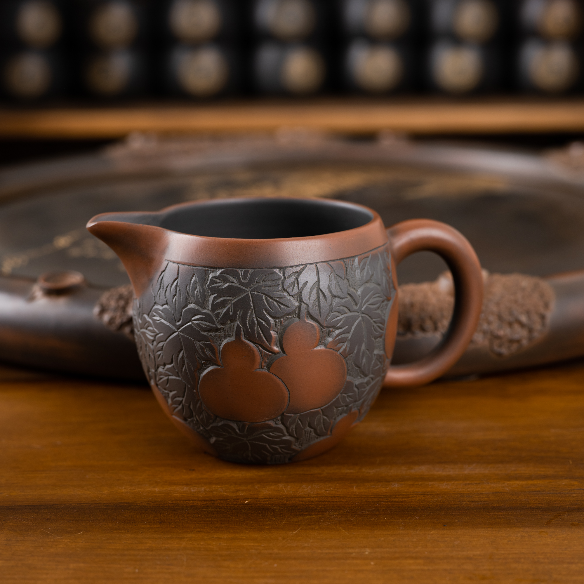 钦州坭兴陶集「葫芦公道杯」 名家大师精品 非遗纯手工窑变茶壶