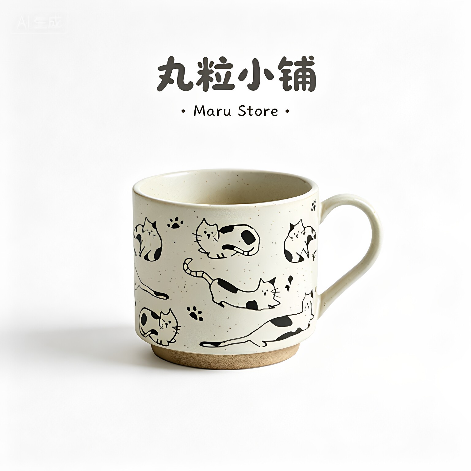 丸粒小铺Maru Store·简约北欧陶瓷猫咪马克杯ins风复古好看水杯