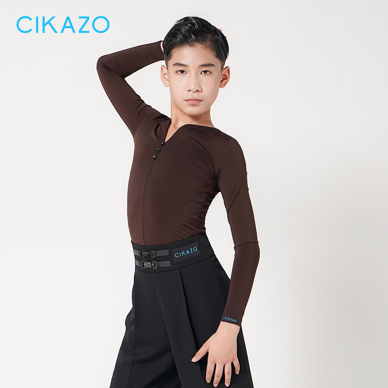茜卡索 拉丁舞服男童秋冬长袖练功服上衣男孩舞蹈训练服T恤G5126,运动/瑜伽/健身/球迷用品,拉丁舞上装,淘宝优惠券,粉丝福利购,淘宝优惠卷