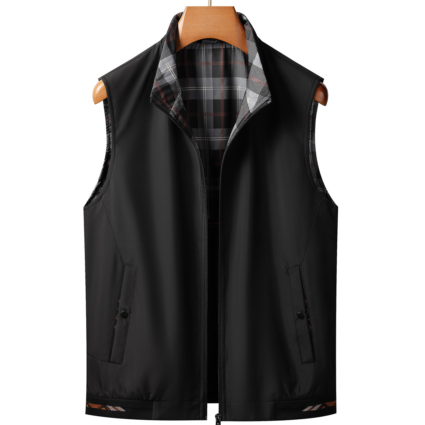 高端春秋季男装马甲2026新款马夹外穿中年无袖轻薄款立领坎肩外套