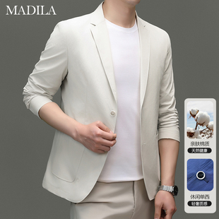 新款 短款 高档品质休闲西服男薄款 修身 单西外套 透气单层西装 春秋季