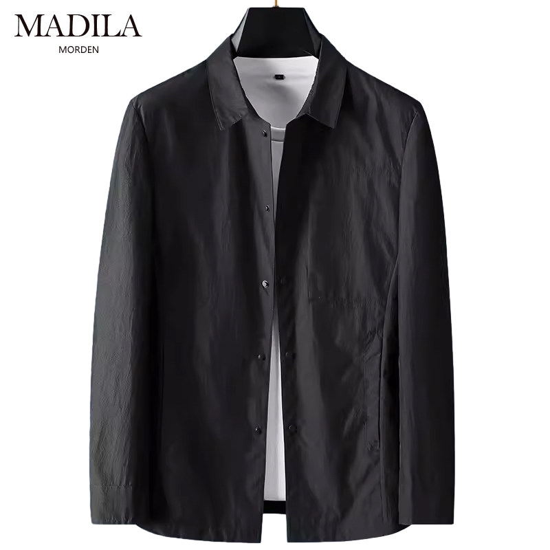 玛帝拉夹克外套男士翻领2026春秋轻薄款衬衫领休闲中青年单件上衣