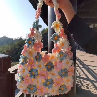 春日繁花包包毛线手工diy花朵单肩包钩针编织材料包礼物打发时间