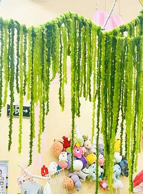 幼儿园春天环创绿色系编织线装饰大厅班级编织区手工diy毛线挂帘