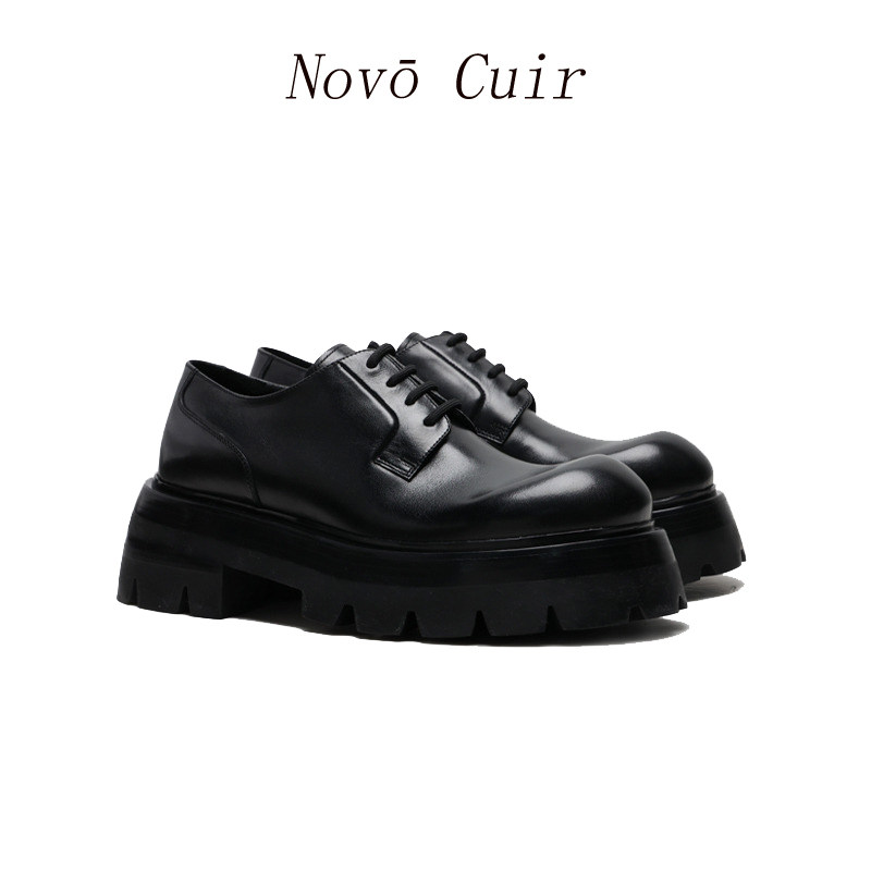 法国德比鞋圆头厚底增高大头皮鞋