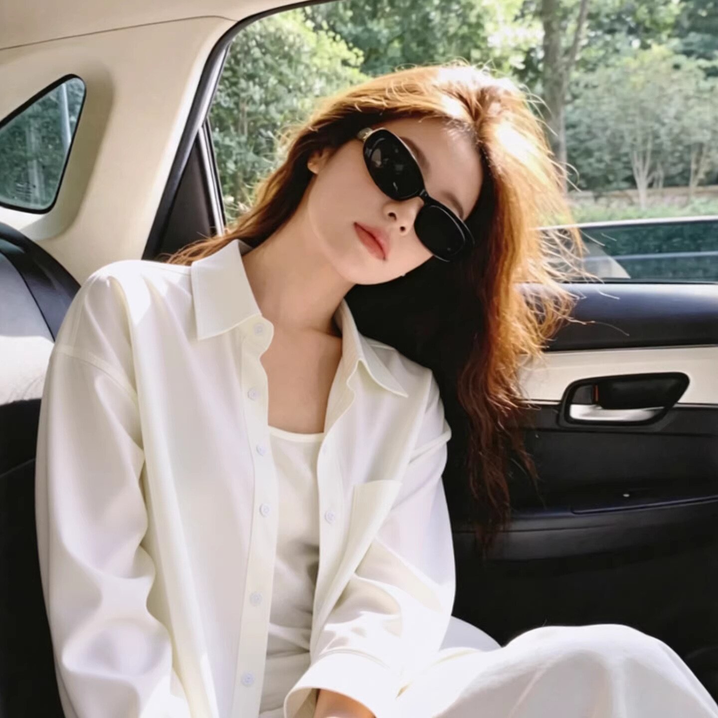 白色宽松长袖开衫女夏季薄款外搭抗皱衬衣小个子冰丝防晒衬衫外套