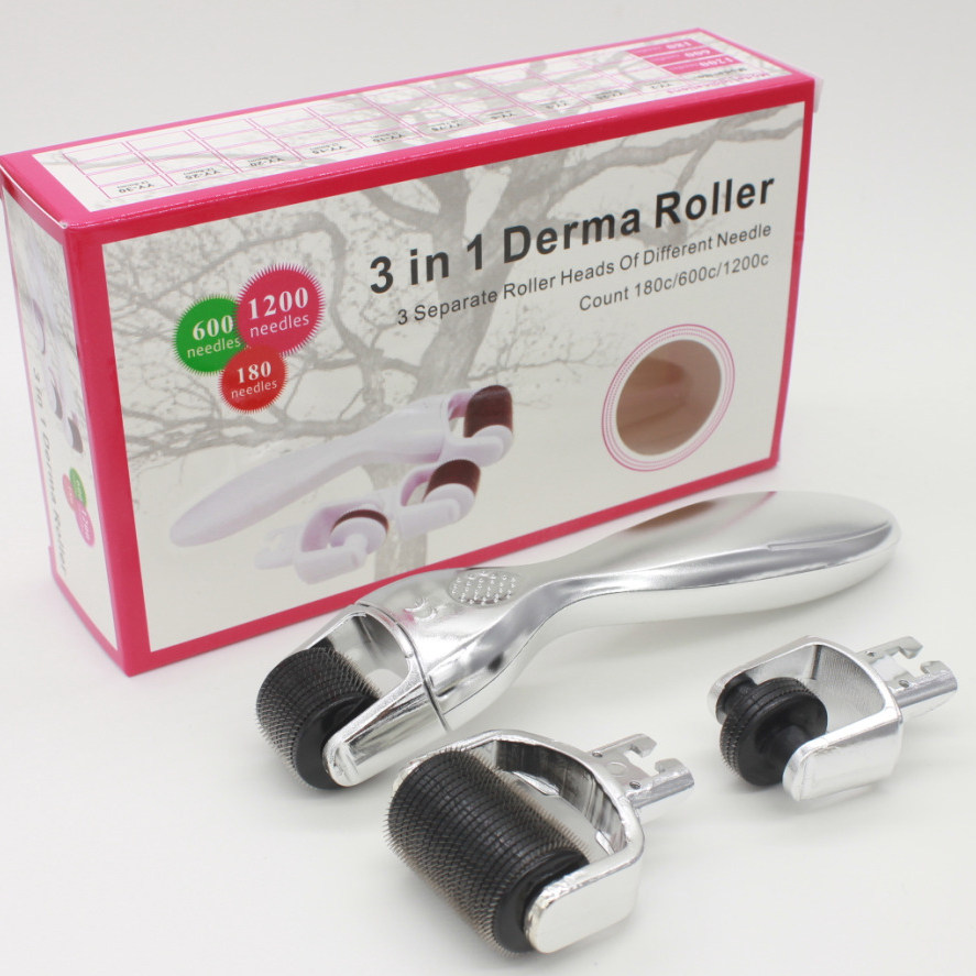 DermaRoller3in1微针滚轮组合嫩肤原液导入产品淡化皱纹面部身体