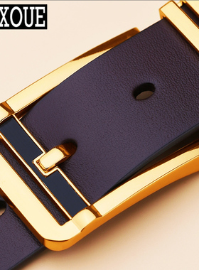 VGXOUE皮带男真皮头层牛皮休闲商务针扣腰带男青年中年牛仔裤带潮