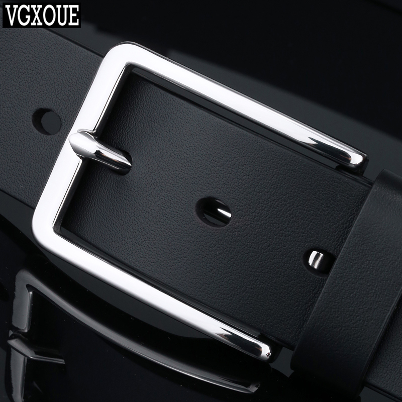 头层牛皮皮带男真皮黑色男士腰带休闲针扣不锈钢扣皮带青年中年潮