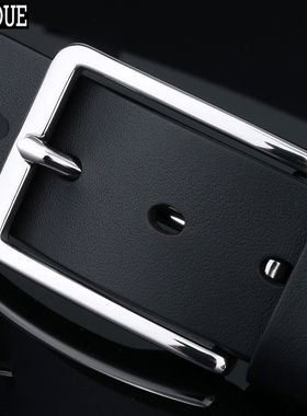 头层牛皮皮带男真皮黑色男士腰带休闲针扣不锈钢扣皮带青年中年潮