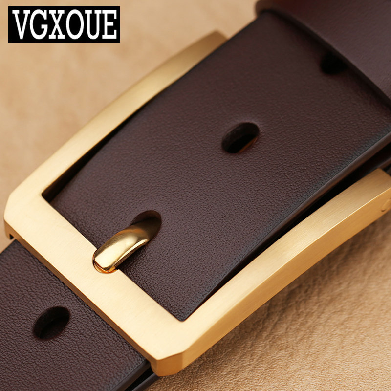 VGXOUE皮带男真皮针扣中青年牛皮正品腰带头层牛皮铜扣休闲裤带潮