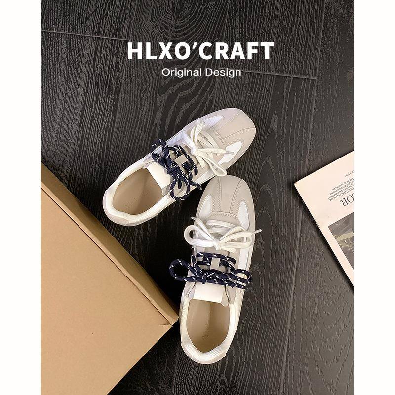 真版~复古鸳鸯鞋带德训鞋女202皮GYT89080新5款百搭内高阿增甘运