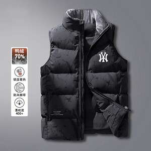 MLBBIGCT NY轻薄羽绒马甲男士2023冬季背心大码潮牌保暖外穿坎肩