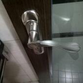 不锈钢单舌门锁洗手间门锁厕所浴室卫生间压把锁110MM无钥匙.