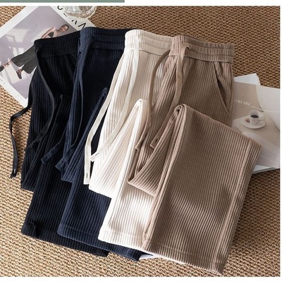 窄版阔腿女2025新款秋冬加绒显瘦百搭欧棉绒休闲直筒长裤垂感韩版