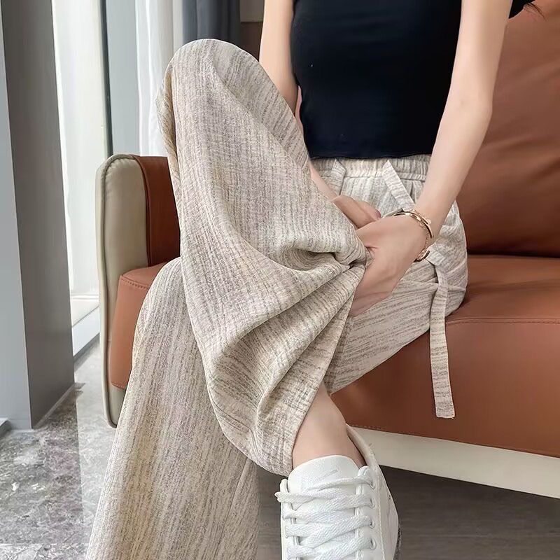 高品质2025爆冰丝阔腿裤女垂感扎染窄版直筒裤防蚊防晒凉凉阔腿裤