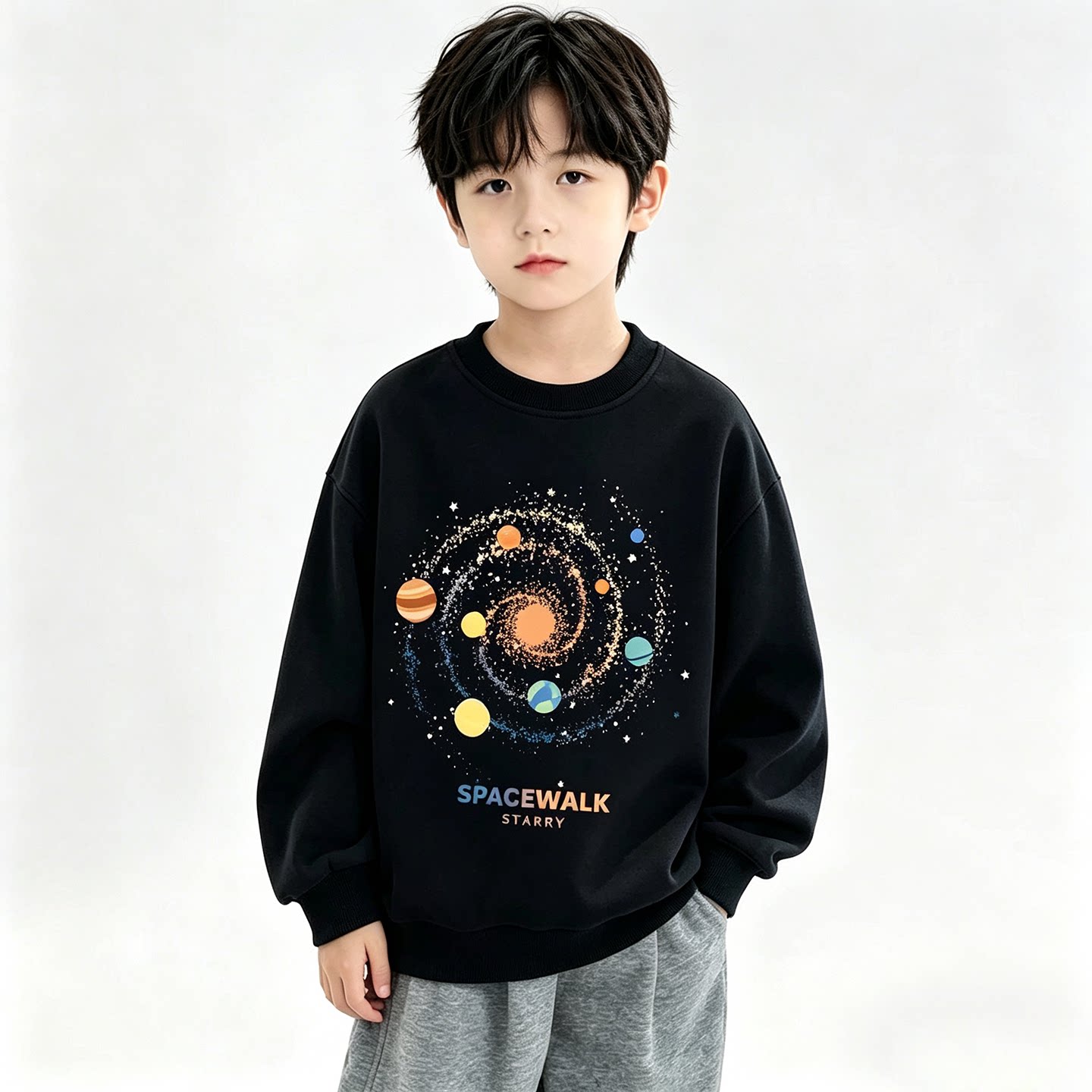 2026新款男童加绒圆领卫衣春秋