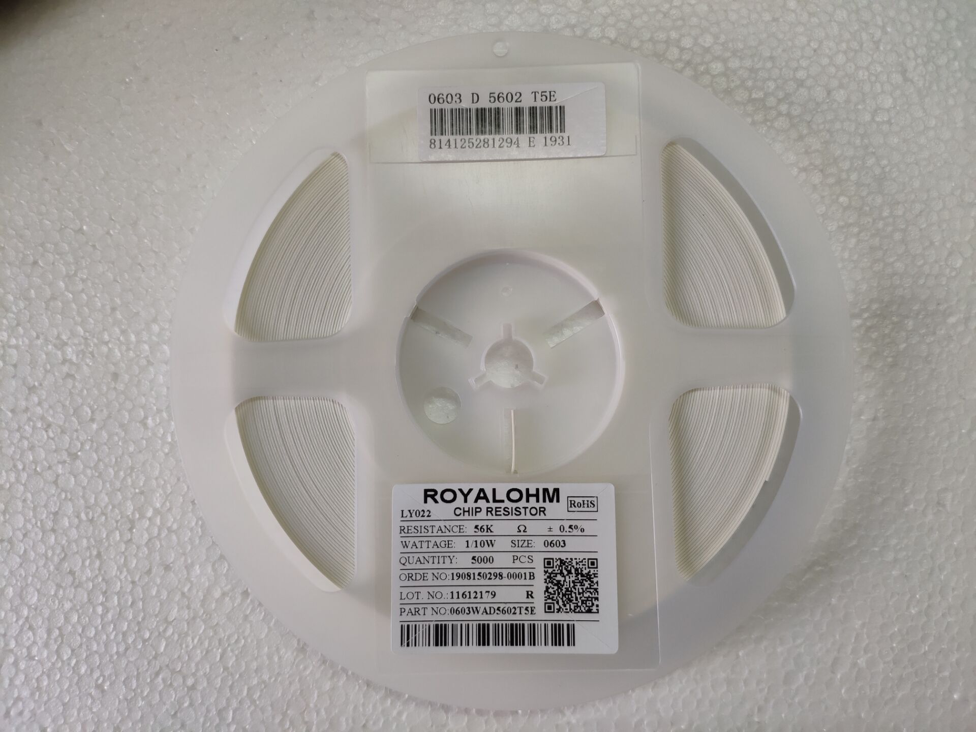 贴片精密电阻 0603WAD5602T5E ±0.5% 56K 1/10W 0603