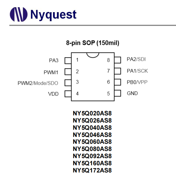 NY5Q040AS8 封装SOP8 Nyquest九齐原装语音IC 替代NY3P 4P 5P