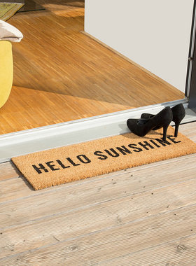 北欧简约入户门进口椰棕橡胶门垫hello sunshine 除尘防滑地垫