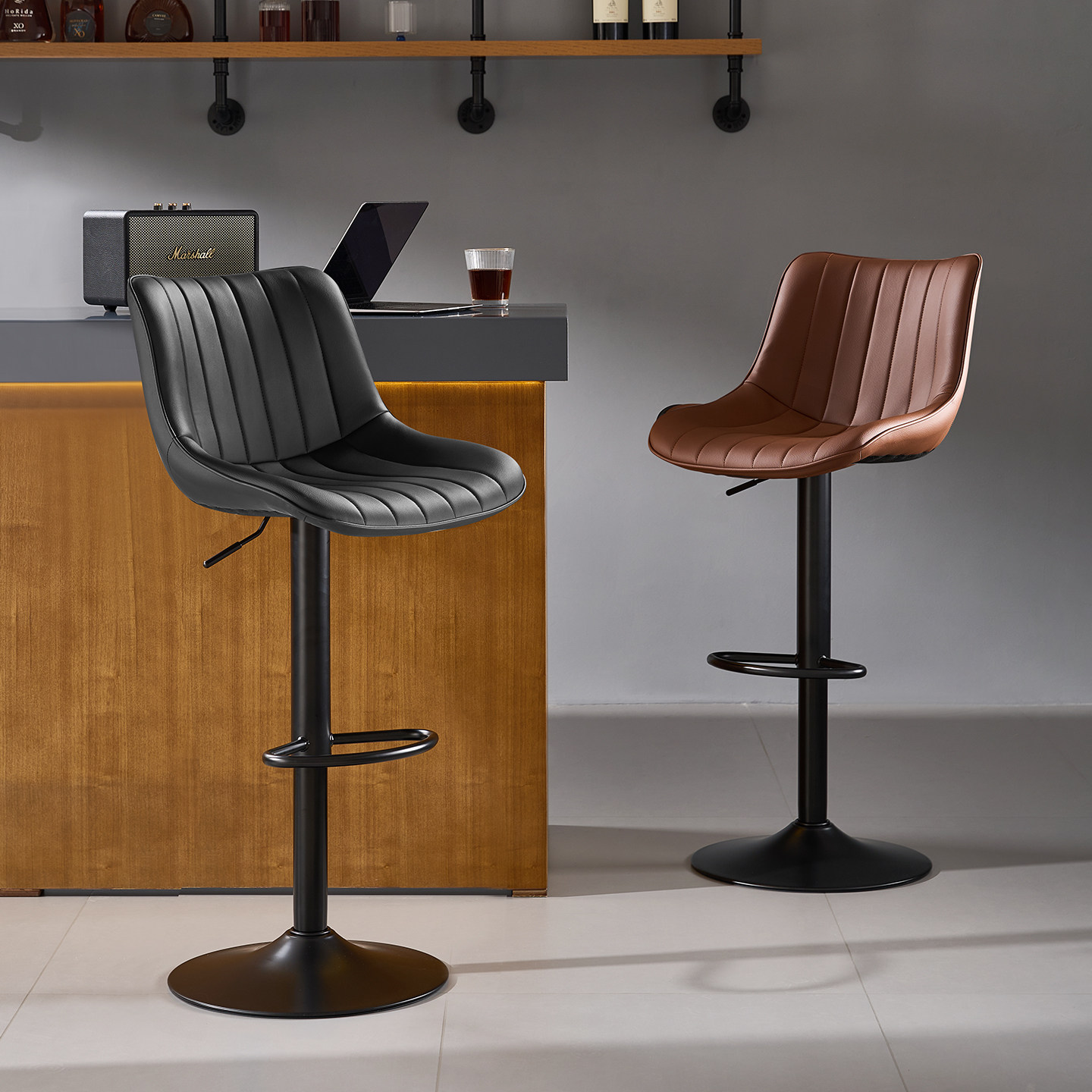 吧台椅高脚凳子家用轻奢高级感酒吧升降椅子美式收银台旋转吧台椅