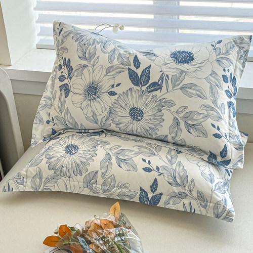 简约小清新纯棉枕套一对装